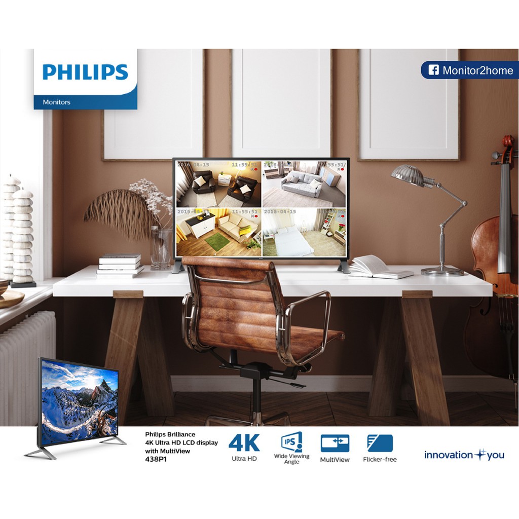 (ผ่อน 0%) Philips 438P1/67 43" 4K Ultra HD IPS MultiView Monitor/ 3 Yrs Warranty