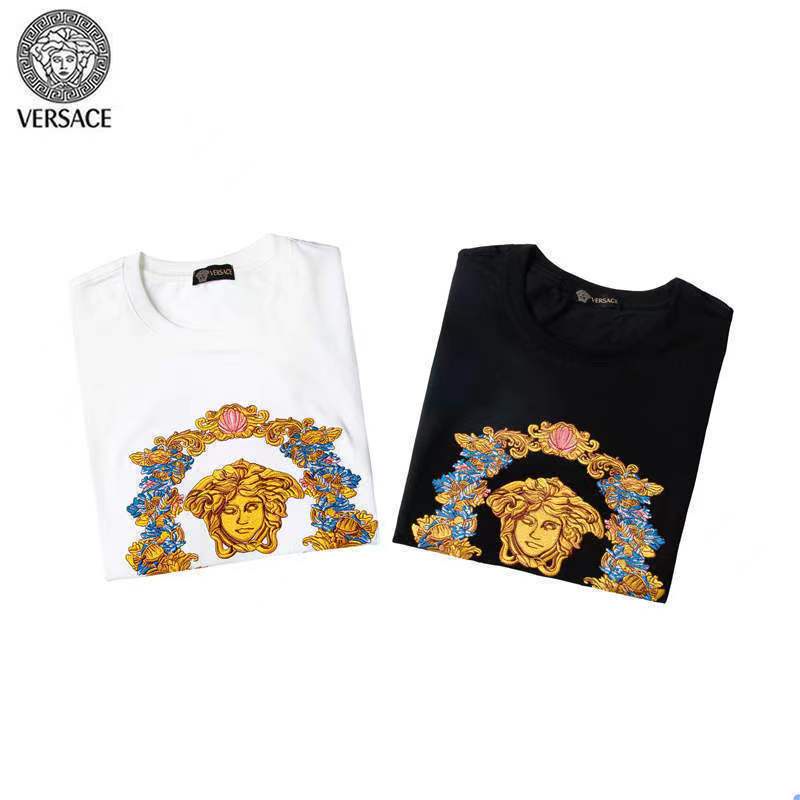 △Versace Short-Sleeved New Style Embroidered Pure Cotton Men Women T-Shirts #2