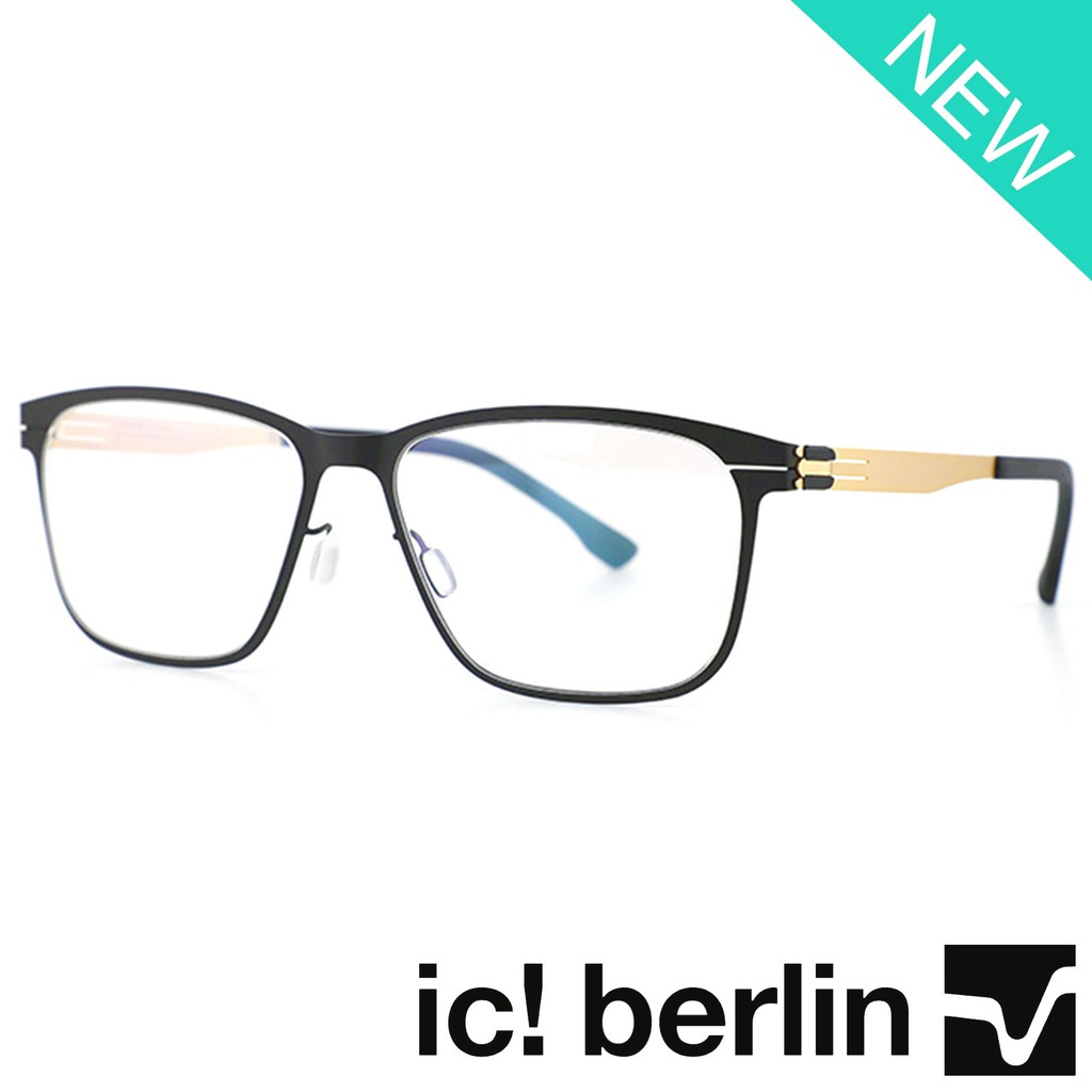 Ic Berlin แว่นตา รุ่น 035 C-4 สีดำขาทอง กรอบเต็ม ขาข้อต่อ สแตนเลส สตีล กรอบแว่นตา frame Eyeglass Eye