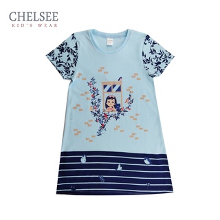 Chelsee ชุดเดรสกระโปรง เด็กผู้หญิง พิมพ์ลาย รุ่น 237773 ผ้า Cotton 100% อายุ 2-9 ปี เสื้อผ้าเด็ก แฟชั่นเด็ก เดรสเด็ก