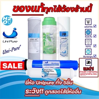 Unipure ชุดไส้กรองน้ำ ระบบRO 50-150 GPD ไส้กรองน้ำRO Membrane ยูนิเพียว ครบชุด5ไส้ เครื่องกรองน้ำRO