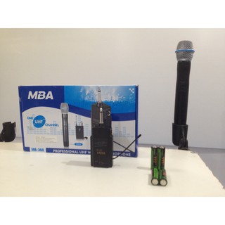 ไมค์ลอยเดี่ยว แบบ มือถือ MBA MB-360 ไมโครโฟน ไร้สาย แบบมือถือ Professional UHF Wireless Microphone