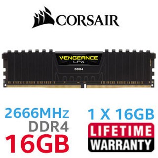 16GB (16GBx1) DDR4/2666 RAM PC (แรมพีซี) CORSAIR VENGEANCE LPX (CMK16GX4M1A2666C16) Warranty LT