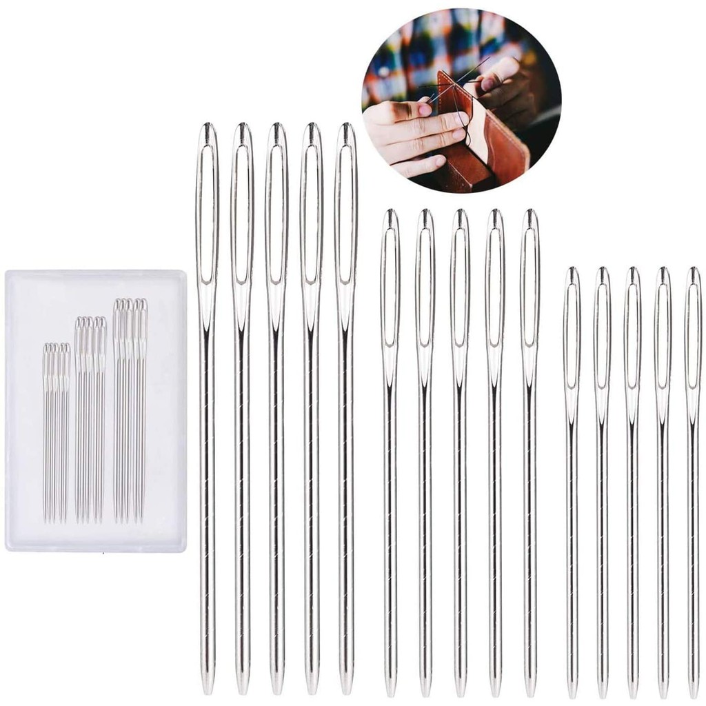 18 Pieces Leather Craft Tools With Hand Sewing Needles Drilling Awl ...