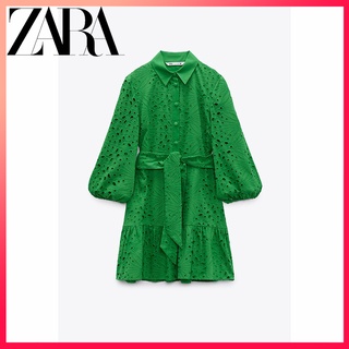 Zara ชุดเดรส ปักลาย สไตล์ฝรั่งเศส เหมาะกับฤดูร้อน สําหรับผู้หญิง