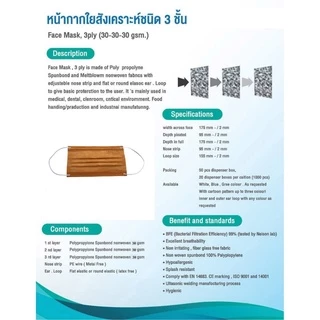 แมสพระสงฆ์ TPP แพค10ชิ้น แมสทางการแพทย์ 3 ชั้น หนา 30 แกรม หน้ากากอนามัยพระสงม์ มี อย. แมสพระ แมสก์ ผลิตในไทย-สีจีวร