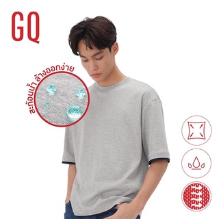 GQ T-shirt เสื้อยืดโอเวอร์ไซซ์ สี Light Gray Heather เสื้อยืดคอกลมผ้าฝ้าย