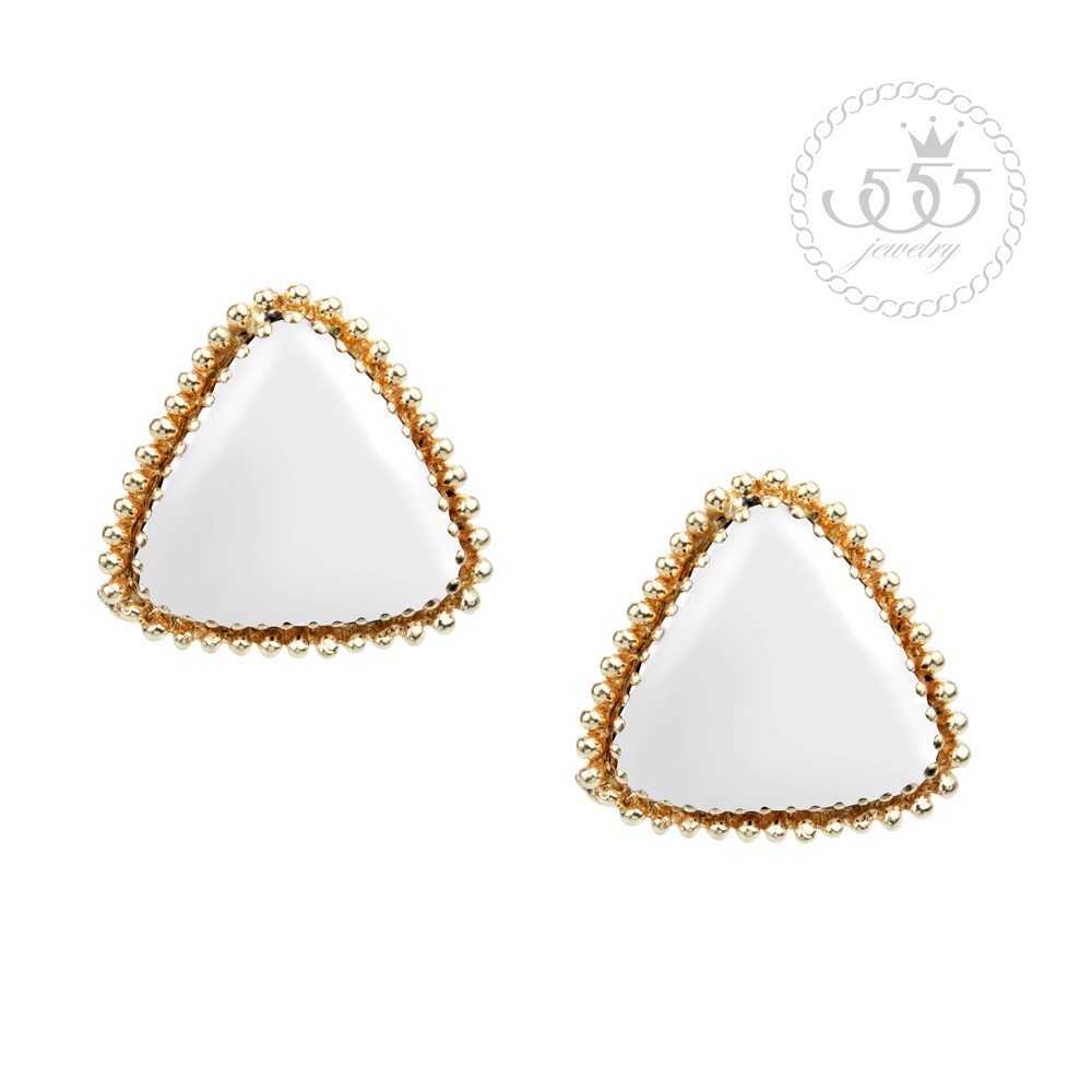 555jewelry ต่างหูสตั๊ดแฟชั่น รูปสามเหลี่ยม สีสันสดใส รุ่น MNC-BER132 - ต่างหูสวยๆ ต่างหูแฟชั่นสวยๆ (