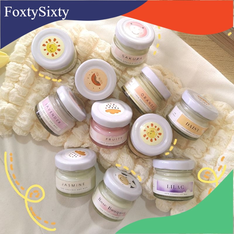 Foxtysixty เทียนหอมไขถั่วเหลืองกระปุกแยมน่ารัก ^^ 30 g  (Aroma candle 100% Organic soy wax)​ (พร้อมส่ง)
