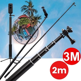 3m / 2m Aluminum Bullet Time Extension Pole Super Selfie Stick For Insta360 OneX2 GoPro11 10 9 8 7 6 5 Gopro Max Pocket