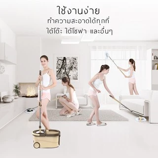 Spin Mop ✅ชุดถังปั่น ถังปั่นไม้ถูพื้นหัวสแตนเลส ไม้ถูพื้น ถังปั่นไม้ม๊อบ ม็อบถูพื้น