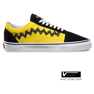 VANS OLD SKOOL X PEANUTS CHARLIE BROWN BLACK SNEAKERS สินค้ามีประกันแท้