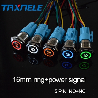 สวิทช์ปุ่มกดโลหะกันน้ํา 16 มม . 9-24 V 12v 110 V 220 V พร้อมไฟ Led 1 No 1nc Wide Voltage พร้อมซ็อกเก็ต