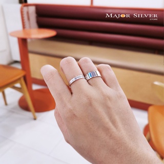 🎁 7 mm Flat ring : แหวนแบนกว้าง 7 mm  /  แหวนเงินแท้925 ใส่ได้ทั้ง ชาย หญิง แหวนเงินแท้100 Major Silver  :  E-V-Fla7/1.1