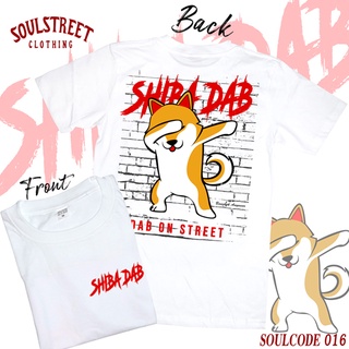 เสื้อยืด SoulStreet Clothingลาย  Shiba Dab สีขาว ขนาด M-4XL