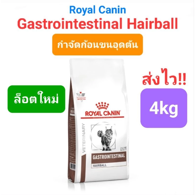 Royal Canin Gastrointestinal Hairball Control 4kg มี Fibre กำจัดก้อนขน โรยัลคานิน มีไฟเบอร์ 4 กิโลกรัม