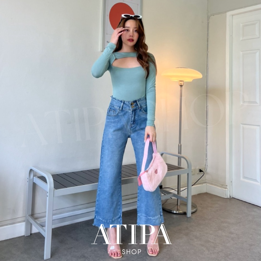 Atipashop - BOTEGA LONGSLEEVE BODYSUIT บอดี้สูท แขนยาว เว้าอก ใส่ได้ทั้งหน้า-หลัง