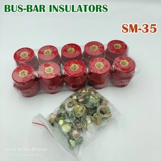 SM-35 ลูกถ้วยฉนวนแดง BUS-BAR INSULATORS กล่องละ 10ตัว แถมน็อตฟรี