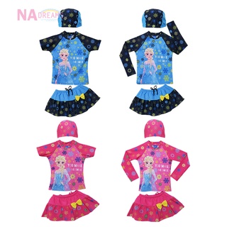 Disney ชุดว่ายน้ำเด็กหญิง พร้อมกระเป๋าเป้ ลายโฟรสเซ่น Frozen เจ้าหญิงหิมะ จาก NADreams Girl Swimwear ชุดว่ายน้ำ