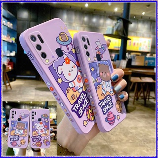 Astronaut Rabbit Bear cartoon 🔥 เคส vivo Y20 Y20i Y20SG Y50 Y30 Y30i Y17 Y15 Y12 Y11 Y19 Y12S Y20S Y12A S1 V20PRO V9 เคส vivo Y93 Y91C Y97 V15 V15PRO Y3 Y5S เคส vivo Y66 Y73 Y70S Y51S Y83 Y85 S7 Soft case phone เคสโทรศัพท์ขอบตรงลายดอกไม้ย้อนยุค