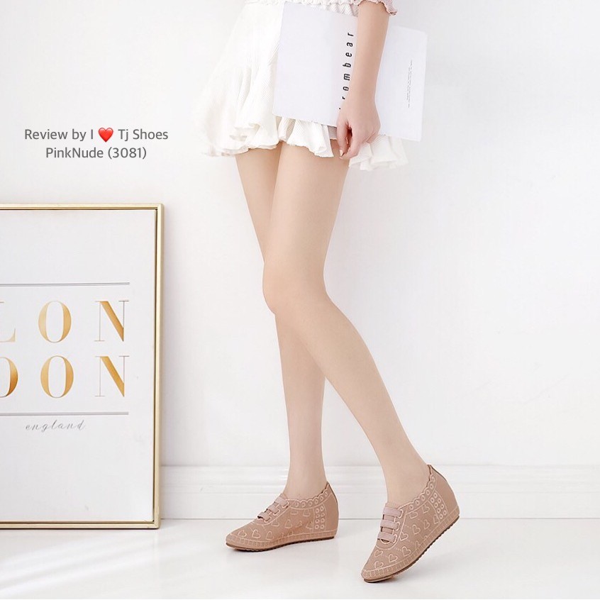 3081 รองเท้าคัชชูปักหัวใจ น้ำหนักเบา หนังนิ่ม