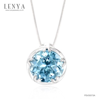 Lenya จี้พลอยบลู โทปาซ (Blue Topaz) สีฟ้า ตัวเรือนเงินแท้ชุบทองคำขาว