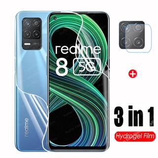 3 In 1 ฟิล์มไฮโดรเจลกันรอยหน้าจอ 8 5G &amp; เลนส์กล้องสําหรับ Realme8 6.5 ไม่มีกระจก