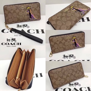 COACH Accordion Zip Wallet in Signature Coated Canvas with Leather