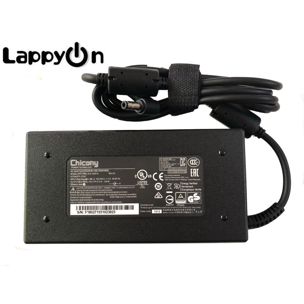 Chicony 19.5V 6.15A 120W อะแดปเตอร์ AC สําหรับ MSI MS-16GD MS-1492 MS-16J5 MS-16J2 MS-16J1 MS-16R4 A12-120P1A Power Adaptor