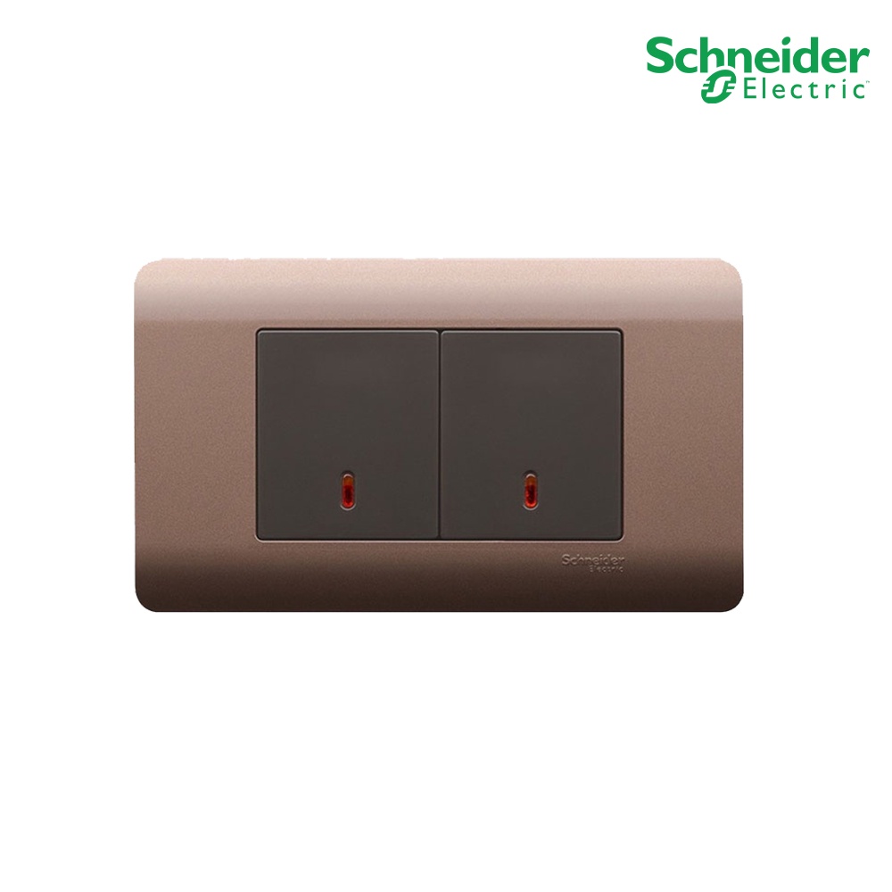 Schneider Electric ชุดสวิตช์ทางเดียว ขนาด 1.5 ช่อง 2 ตัว พร้อมฝาครอบ สีน้ำตาล รุ่น ZENcelo ชไนเดอร์