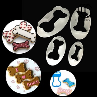 T~🎂4 Pcs Dog Bone Cake Stencil Decorating Fondant Cutter DIY Tool