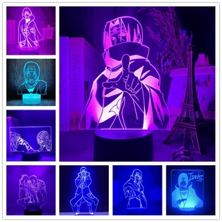 โคมไฟกลางคืน Led รูปนารูโตะ Itachi Sasuke 3D เปลี่ยนสีได้ พร้อมรีโมตสัมผัส สําหรับตกแต่งห้องนอนเด็ก