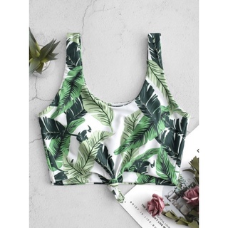 ครอป ทอป บิกินี่ รุ่น Palm Leaf Print Knotted Cropped Bikini Top. 🌴