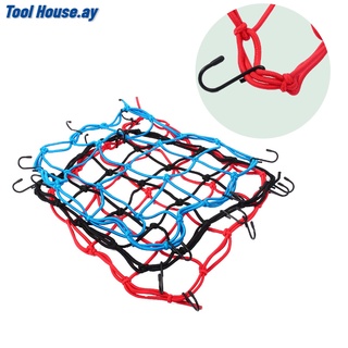 3 Colors Motorcycle 6 Hook Hold Down Cargo Helmet Web Bungee Cord Packing Mesh Net