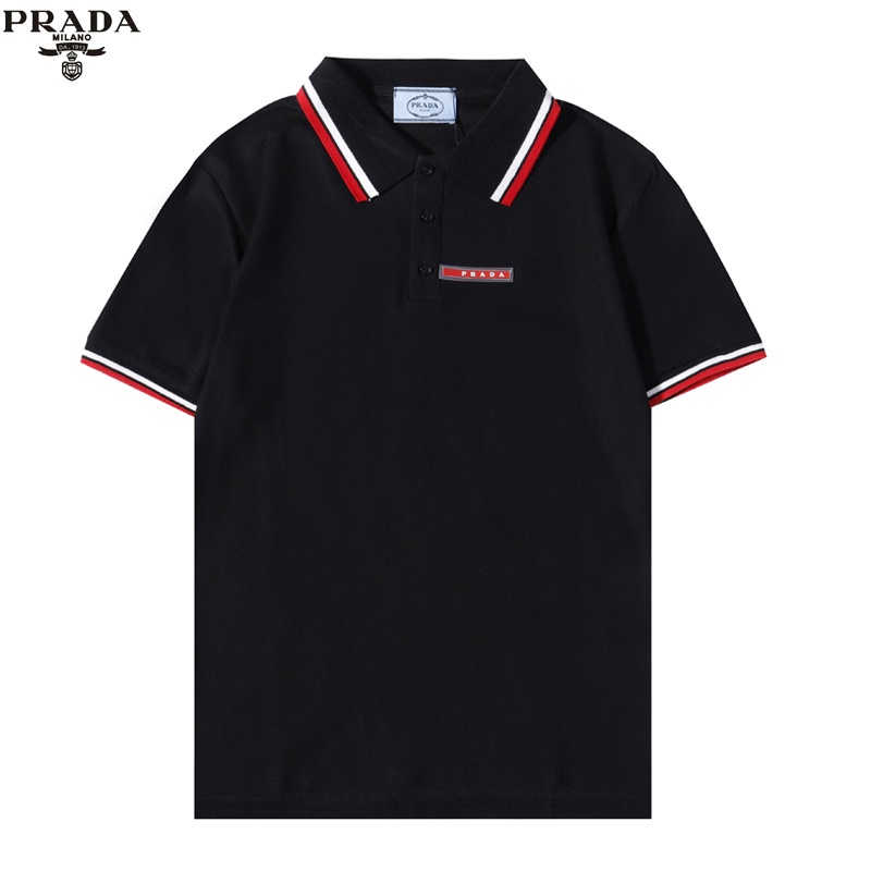 PRADA Polo Shirts ready stock High quality red label logo tape for leisure  office short-sleeved Polo Shirts top For Wome | Shopee Thailand