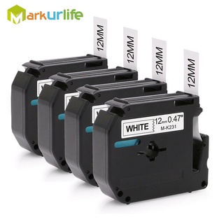 4 Pack M-K231 MK231 M-K 231 Compatible for Brother P touch M Type Label Tape M-K131 MK-221 Label Printer for PT-80 PT-70