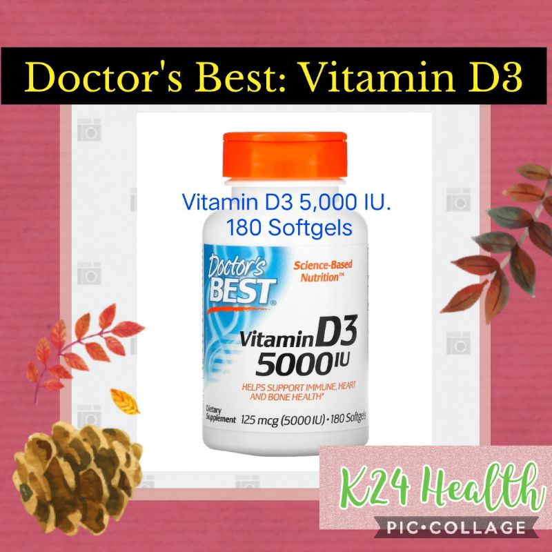 Vitamin D3 (วิตามินดี3) 5000 iu (Doctor's Best)  180 softgels "พร้อมส่ง"