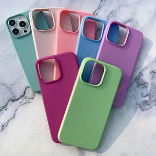 เคสโทรศัพท์มือถือ TPU แบบนิ่ม ผิวด้าน กันกระแทก สีชมพู สีฟ้า สําหรับ iPhone 14 14Pro 14Plus 14Promax 13 13Pro 13promax