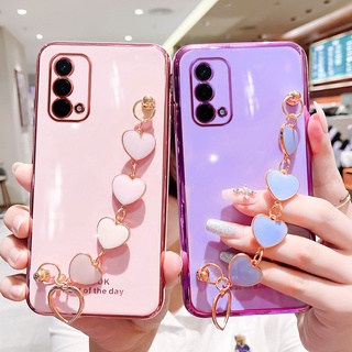 เคส oppo a74 4g a95 เคสโทรศัพท์มือถือ ซิลิโคนนิ่ม พร้อมสายรัดข้อมือ ลายหัวใจ สําหรับ oppo a74 4g a95