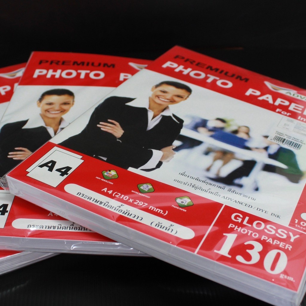 กระดาษโฟโต้ Advanced Premium Photo Paper ขนาด A4 130 แกรม เนื้อมันวาว กันน้ำ glossy paper กระดาษปริ้