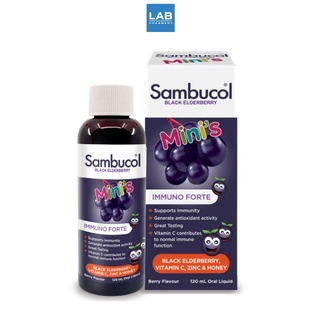 Sambucol Black Elderberry Minis Liquid 120 ml.- แซมบูคอล แบล็ค เอลเดอร์เบอร์รี่ มินิส์ ชนิดน้ำ 1 ขวด บรรจุ 120 มล.