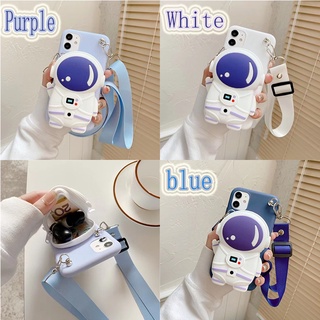 Silicone case OPPO Reno 7Z 7 7pro 6 6Pro Reno7Z 5G Reno6 Reno7 F11 F9 Find X3 X5 Pro A12 A5S A7 A3S Phone Case F1S A71 2018 A57 A39 นักบินอวกาศ TPU Soft Protective Shell สายสะพาย กระเป๋าเงินเหรียญเปลื กระเป๋าใส่เหรียญ เคสโทรศัพท์