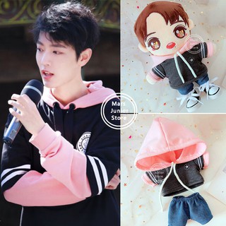 20 ซม. On Hand Sean Xiao Zhan เซียวจ้านBts Got 7 เสื้อกันหนาวมีฮู้ดสีด ําสีชมพูสําหรับตกแต่งตุ๊กตาของเล่นเด็ก