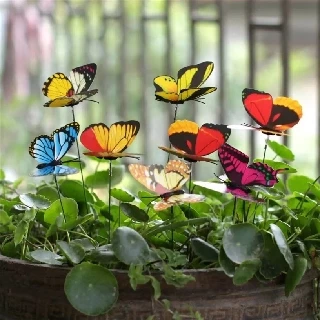 ผีเสื้อ ตกแต่งสวนจัดสวน 🦋ก้านยาว 25 cm. 50 ชิ้น