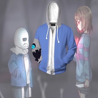 Hot# เสื้อแจ็คเก็ตเสื้อโค้ทเสื้อฮู้ดดี้แขนยาวมีซิปคุณภาพสูง Undertale Sans