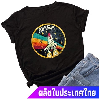 แขนสั้นcrew neckNew ข้อเสนอพิเศษ NASA Logo ช่องว่าง Nicetage Women Vintage Space Shuttle Graphic T-Shirt NASA Letter Pri