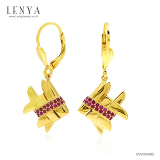 Lenya Jewelry ต่างหูเงินแท้ 925 ชุบทองคำ ดีไซน์รูปปลาตะเพียน