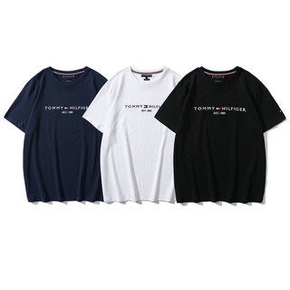 Tommy &lt; Trademark+Brand &gt; เสื้อยืดแขนสั้น ผ้าฝ้ายแท้ 100% สีพื้น สําหรับผู้ชาย