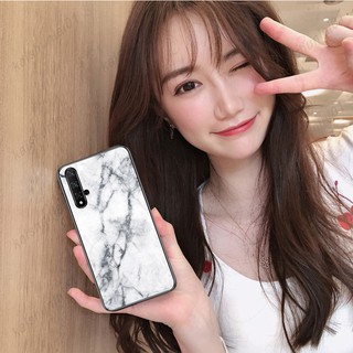 Huawei Nova 5T Case Aurora Marble Pattern Glass TPU Shockproof Full Cover Case