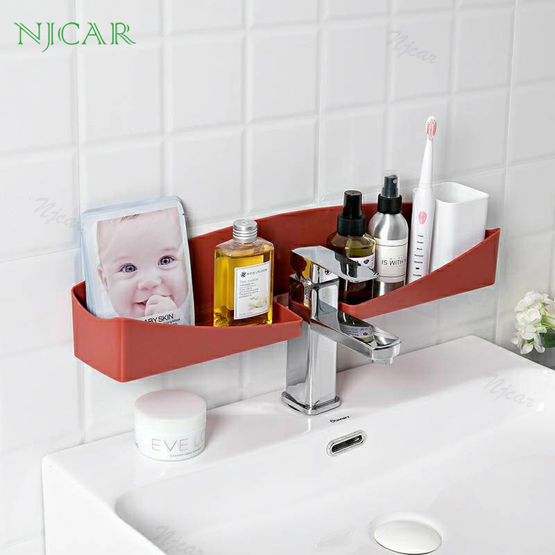 NJCAR H604 ที่วางสบู่ ชั้นวางของติดผนัง ห้องน้ำ พลาสติกไม่ต้องเจาะผนัง